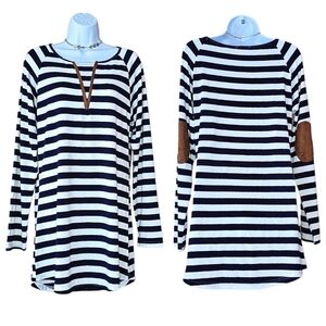 NWT ETWO Elbow Patch Striped Tunic/Dress
